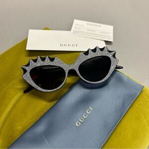 Gucci Cat Eye Sunglasses  Hollywood Forever Black Studded Crystals Authentic NEW